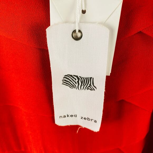 Naked Zebra Red Ruffle Spaghetti Strap Racer Back Tank Small NWT Y2K Going Out - Picture 4 of 8